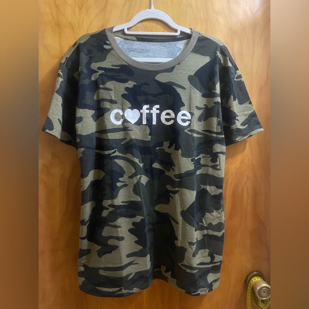 Camouflage Coffee Graphic T-Shirt XL